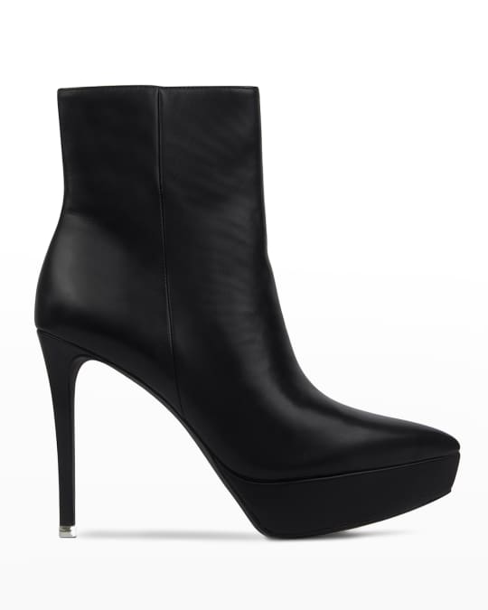 Black Suede Studio Winnie Napa Stiletto Platform Booties Neiman