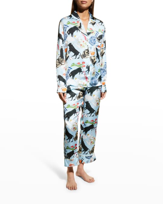 Printed Satin Pajama Set