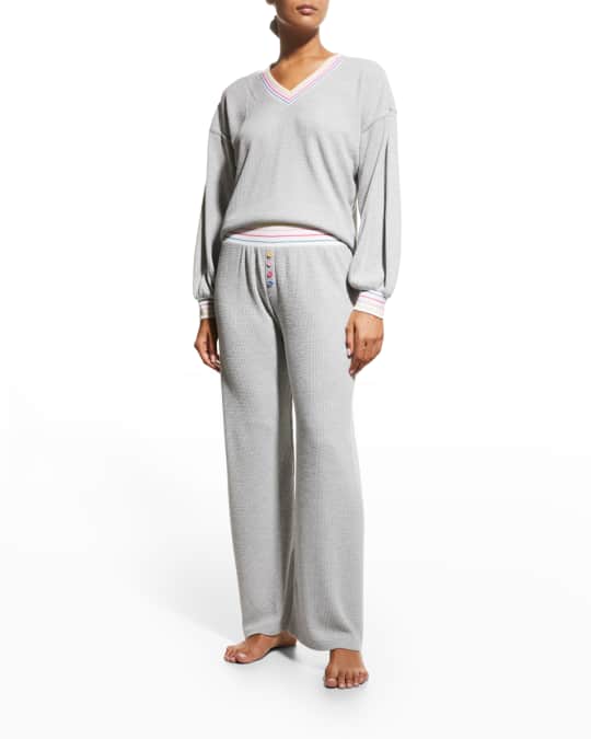 PJ Salvage Cute As A Button Textured Straight Leg Pants Neiman