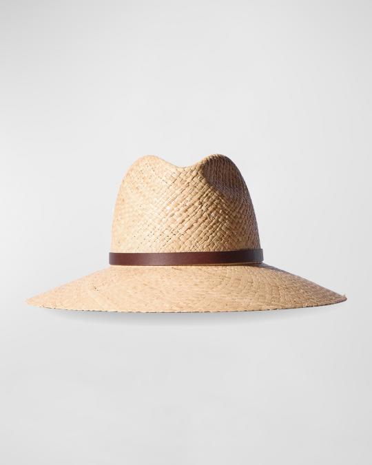 Janessa Leone Dora Raffia Straw Fedora Hat Natural Janessa Leone Dora Raffia Straw Fedora Hat Natural PF22012  main image 4