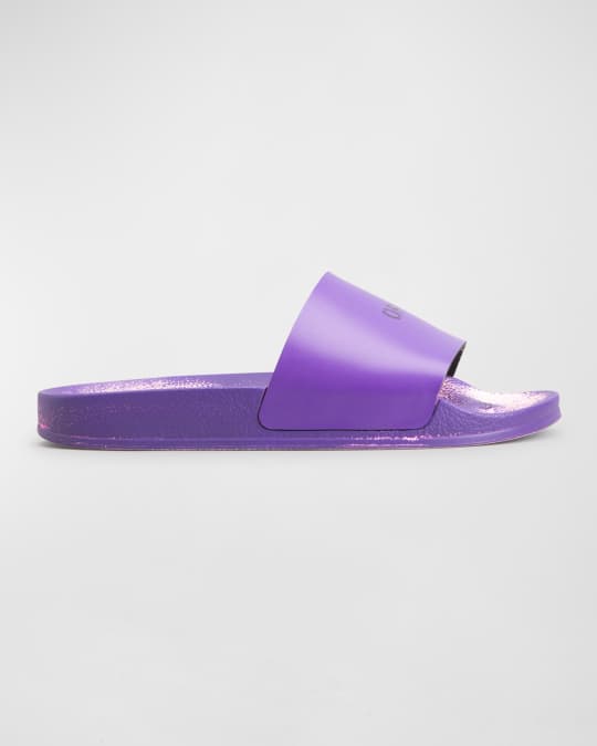 Off White Off Stamp Worn Pool Sandals Neiman Marcus