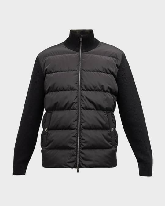 Men s Knit Jacket w Channeled Nylon Front
