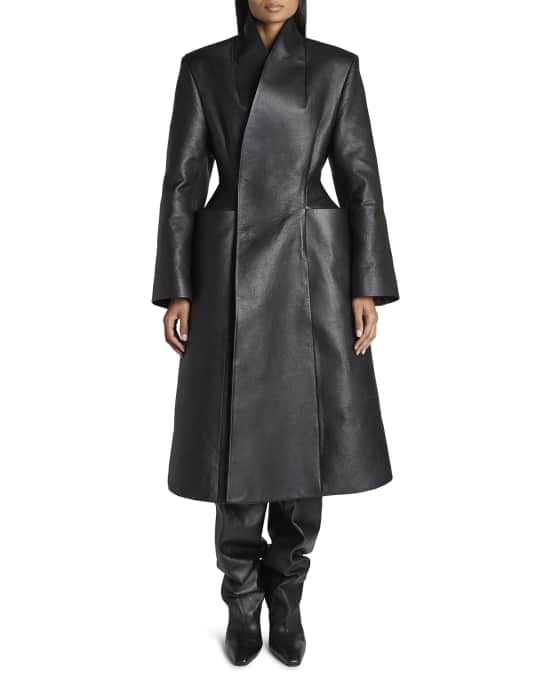 Balenciaga Hourglass Leather Coat | Neiman Marcus