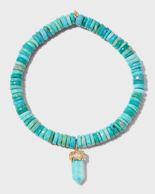 Arizona Turquoise Bracelet with Short Carved Stone Point Charm