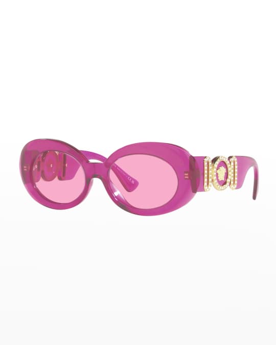 Medusa Embellished Oval Acetate Sunglasses