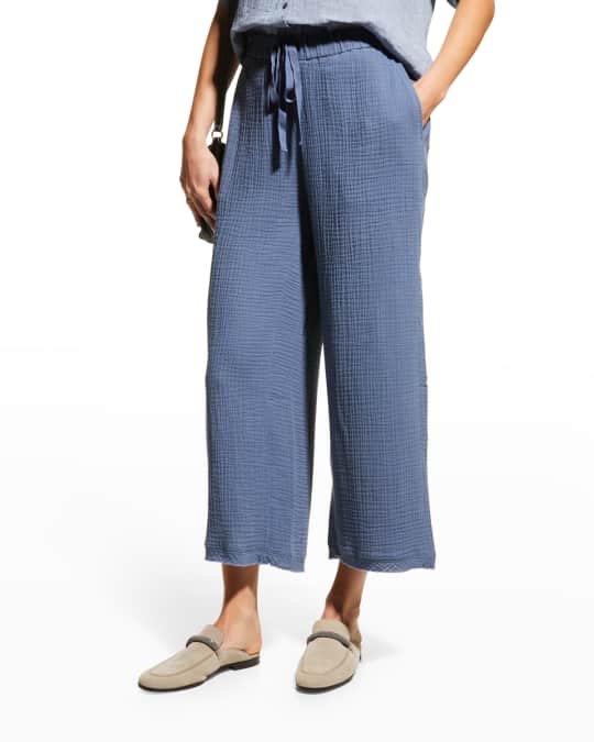 Eileen Fisher Petite Cropped Gauze WideLeg Pants Neiman Marcus