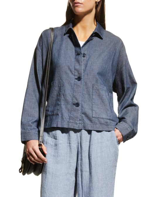 Eileen Fisher Twill Button Down Jacket Neiman Marcus