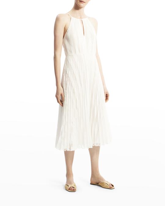 theory halter dress Pleated Lace Midi special_occasion_dress