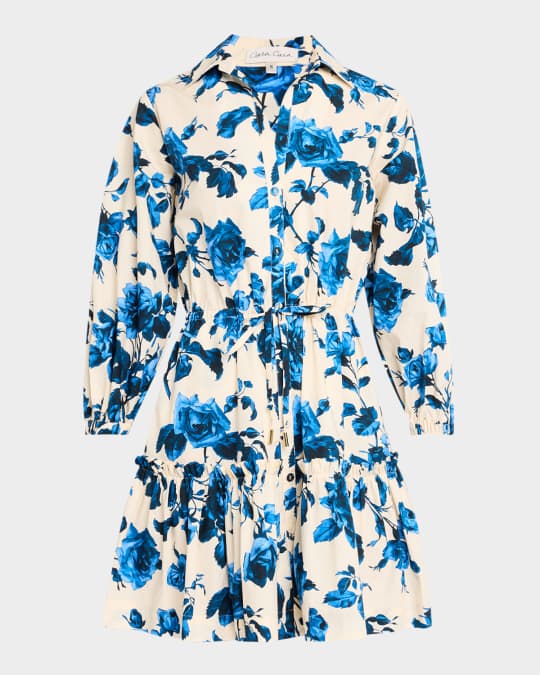 Robin Puff-Sleeve Floral Poplin Mini Dress