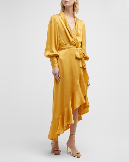 Ruffled Midi Wrap Dress