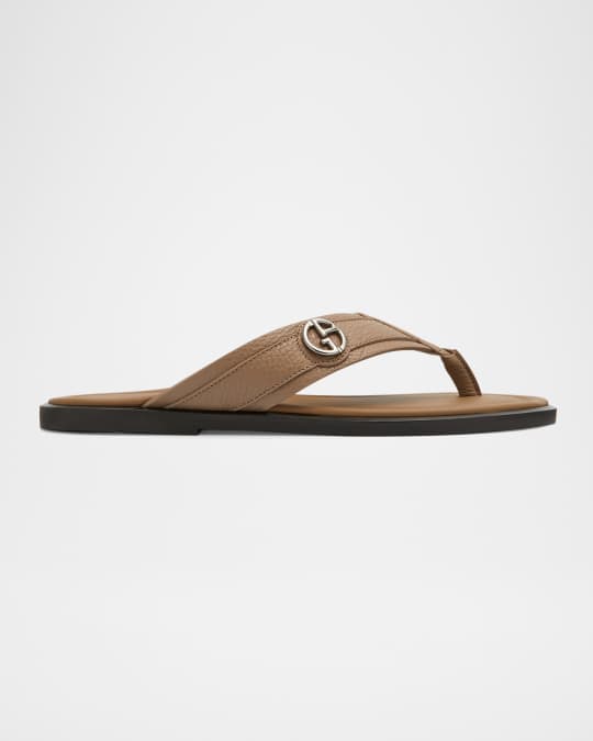 ジョルジオアルマーニ Gロゴ クロスストラップサンダル X2P045 Giorgio Armani Men's Leather Logo Flip Flop Sandals | Neiman Marcus