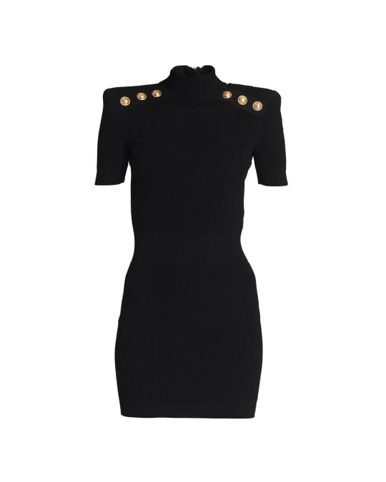 black dress mini formal Balmain Size 38 One Shoulder Knit Dress - Luxury Used Designer Dresses