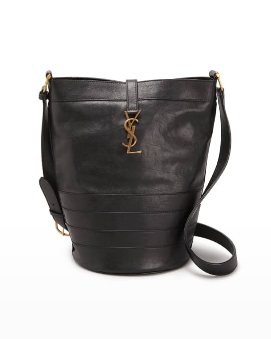 Saint Laurent Seau Leather Bucket Bag In Neutral