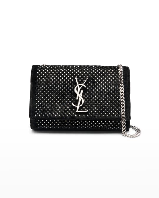 Saint Laurent Kate Monogram Ysl Medium Crocodile-Embossed Tassel Shoulder Bag Noir