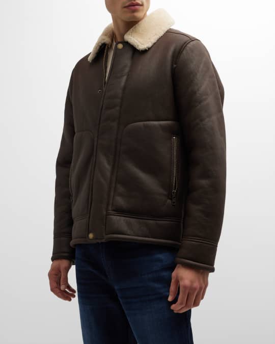 Rodd & Gunn Men's Arrowtown Shearling Collar Leather Jacket | Neiman Marcus