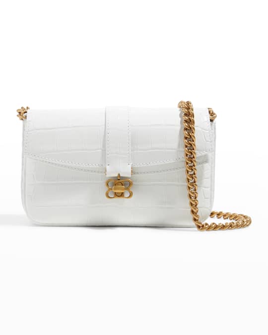 Balenciaga Lady XS Flap Shiny Croc Embossed Crossbody Bag Neiman