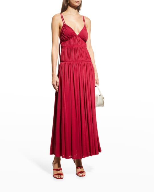 Ruched Mesh Maxi Dress
