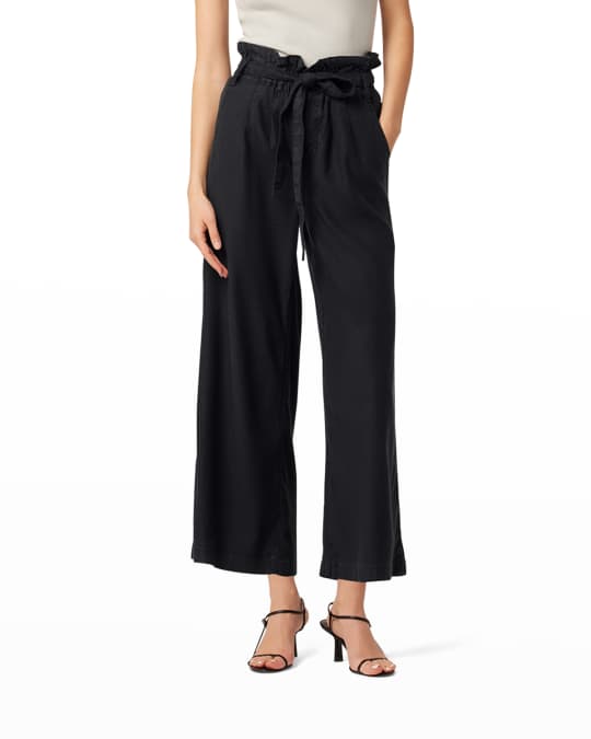 Hudson Cropped Wide-Leg Paper Bag Trousers | Neiman Marcus