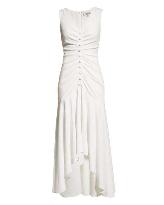 Shirred High Low Button Front Gown