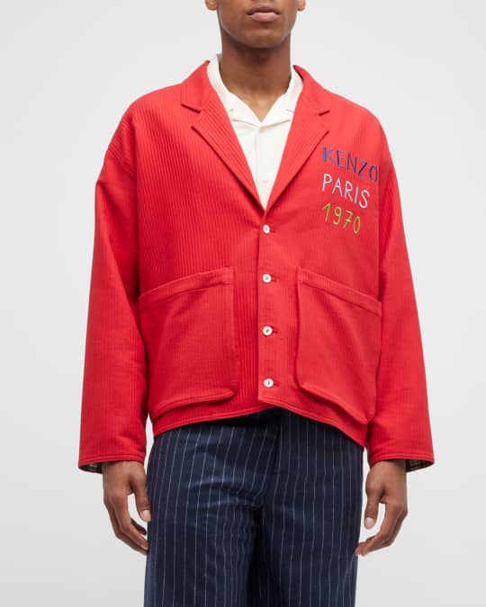 Kenzo Men's Logo Embroidered Workwear Jacket | Neiman Marcus