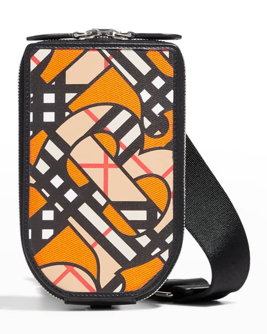 Burberry Men's TB-Monogram Zip Phone Crossbody Bag | Neiman Marcus