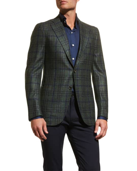 Isaia Men's Plaid CashmereSilk Sport Jacket Neiman Marcus