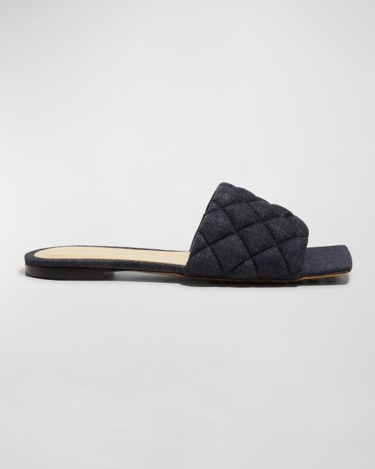 Bottega Veneta Matelasse Quilted Denim Flat Sandals | Neiman  display picture 3