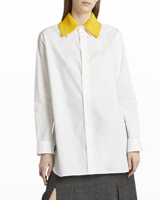 Detachable Knit Collar Tunic Shirt