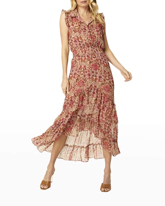 MISA Los Angeles Editha Sleeveless Tiered Midi Dress | Neiman Marcus