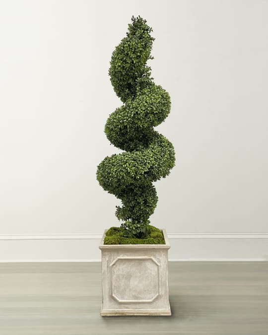 Faux Boxwood Spiral Topiary Plant in Planter, 78"T