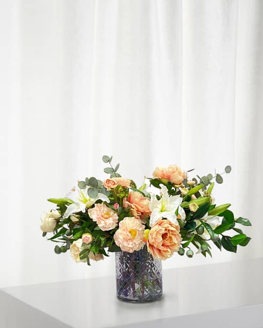 Cafe Au Lait Combo Faux Flowers in Glass Vase
