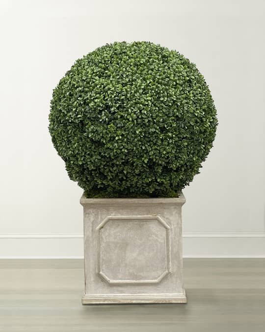Faux Boxwood Ball Topiary Plant in Planter, 36"T