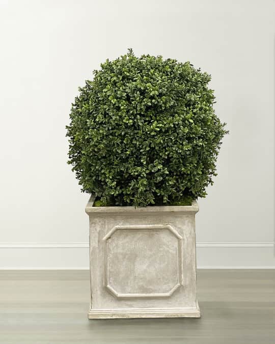 Faux Boxwood Ball Topiary Plant in Planter, 36"T