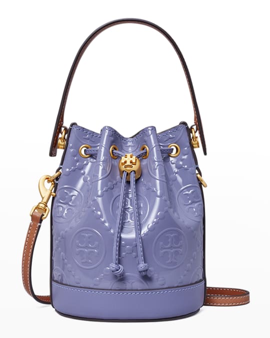 T Monogram Embossed Metallic Mini Bucket Bag: Women's Handbags, Crossbody  Bags