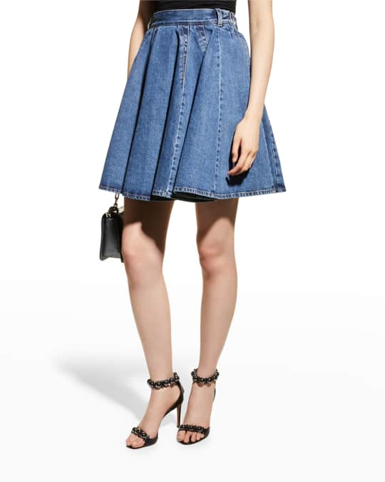 ALAIA Denim Skater Skirt | Neiman Marcus