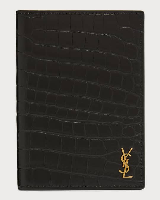 【SAINT LAURENT】Smooth Leather Monogram Passport Wallet Saint Laurent Passport Case in Quilted Smooth Leather