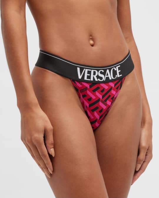 Greca-waistband jersey thong, Versace