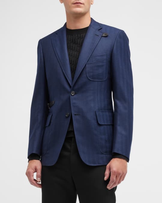 Brioni Men s Herringbone Travel Blazer Neiman Marcus