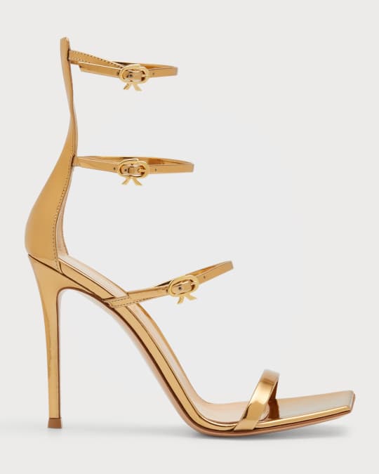 サンダル・ミュール Gianvito Rossi Nappa Leather Sandals With Buckled Strap Gianvito Rossi Uptown Metallic Triple-Buckle Sandals