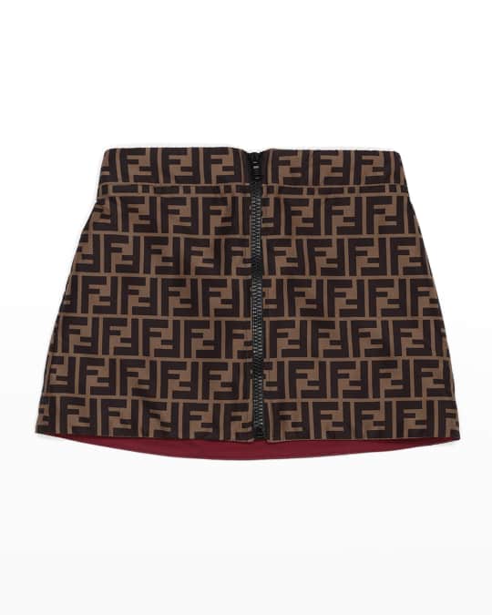 Fendi Girl s Reversible Logo Text Monogram Print Skirt Size 3 6 Neiman Marcus