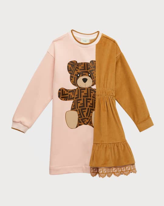 Fendi Girl's Combo FF Teddy Bear Dress, Size 3-6 | Neiman Marcus