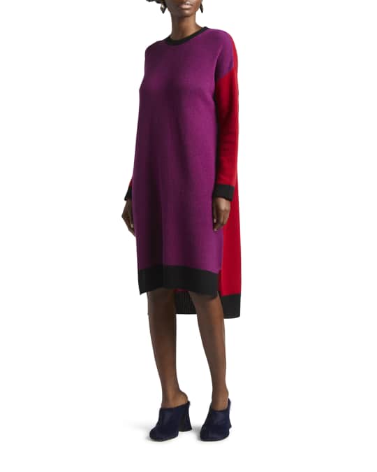 Colorblock High-Low Sweater Dress