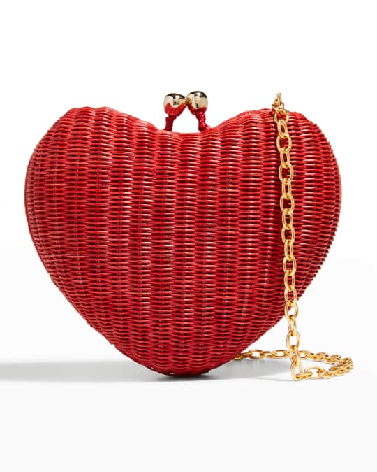 Serpui Precious Heart Wicker Clutch Bag | Neiman Marcus