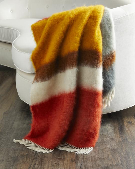 Mantas Ezcaray Matisse Colorblock Mohair-Blend Throw | Neiman Marcus