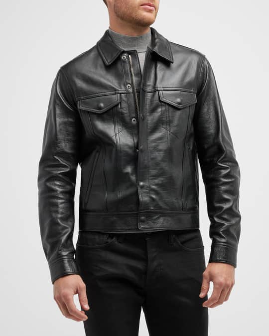 TOM FORD Men s Concealed Zip Leather Jacket Neiman Marcus