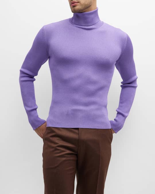 Mens silk mock top neck sweater