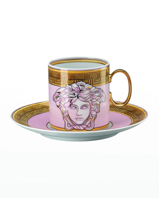 Versace Medusa Amplified Pink Coin Coffee Cup and Saucer 6 in | Neiman ...