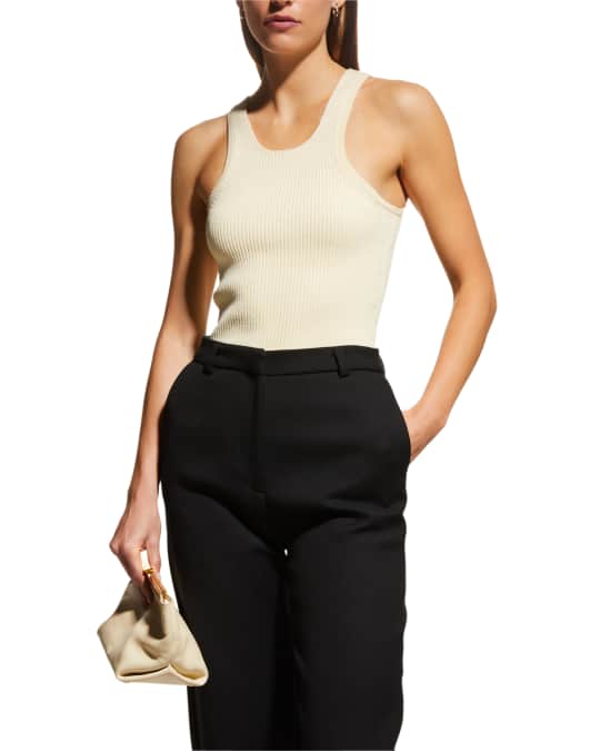 Tシャツ・カットソー TOTEME Compact knit tank biviscose blend top Compact knit tank black – TOTEME