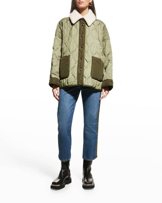 PINKO Ofelia Quilted Faux-Fur Overshirt Jacket | Neiman Marcus