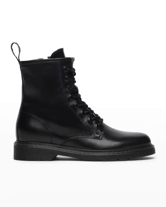 NeroGiardini Clean Calfskin Combat Booties Neiman Marcus